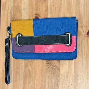 Retro Colorblock Clutch Wristlet